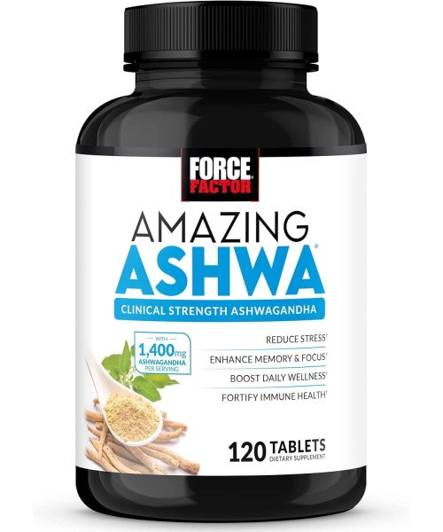 Force Factor, Amazing Ashwa®, Suplemento de Ashwagandha, 120 comprimidos