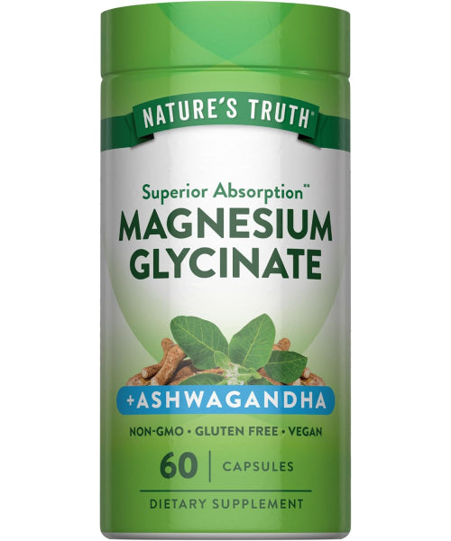 Nature´s Truth, Ashwagandha y Glicinato de Magnesio. 60 caps