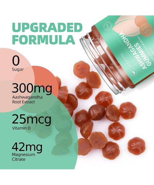 AFXMATE, Ashwagandha con Magnesio sabor Moras.  90 gomitas