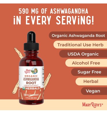 MaryRuth's, Organic Ashwagandha Root Extract, Alcohol Free. 30 ml.