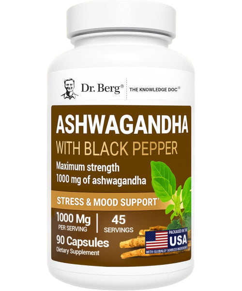 Dr. Berg, Ashwagandha con Pimienta Negra. 90 Vcaps