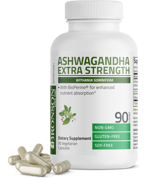 Bronson, Ashwagandha Extra Fuerte. 4 tamaños