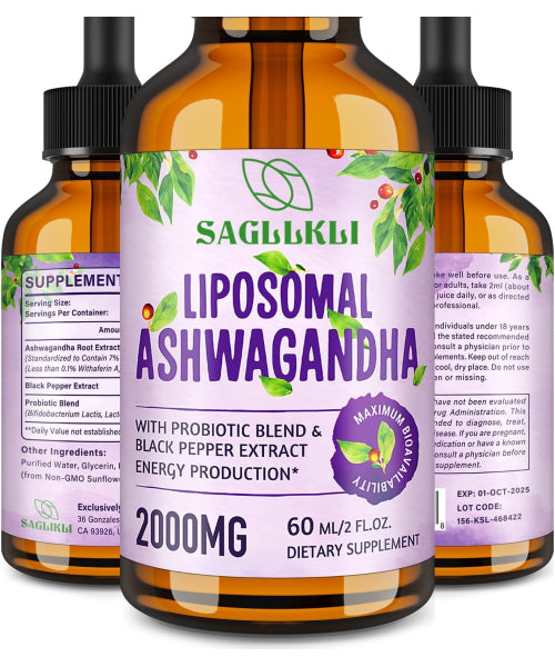 Saglikli, Extracto de Raíz de Ashwagandha con Pimienta Negra, líquido. 60 ml.