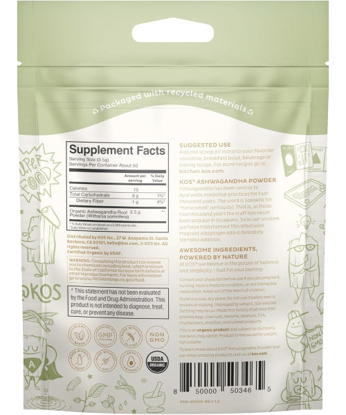 KOS, Organic Ashwagandha Powder. 175 g