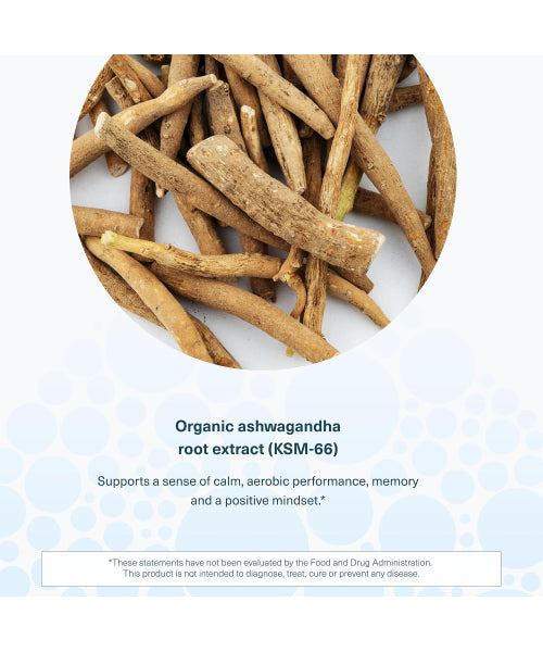 Youtheory, Ashwagandha KSM-66 Orgánico y extracto de Jengibre sabor Berries. 60 gomitas
