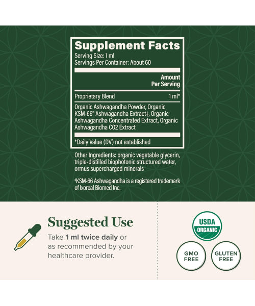 Global Healing Center, Ashwagandha Orgánica extra fuerte. 60 ml.