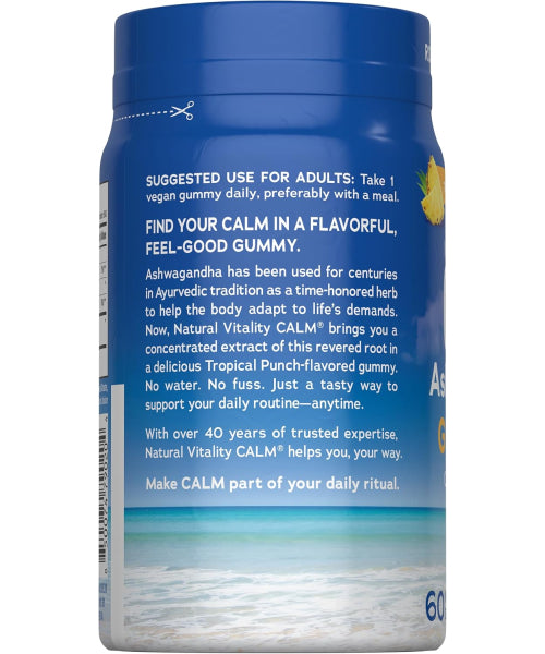Natural Vitality, Extracto de Ashwagandha "Calm" sabor Tropical Punch. 60 gomitas