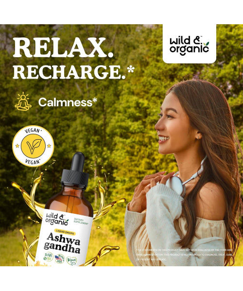 Wild & Organic, Extracto de Raíz de Ashwagandha. 60 y 120 ml