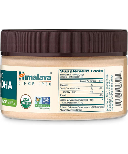 Himalaya, Ashwagandha orgánica en polvo. 112.5 mg